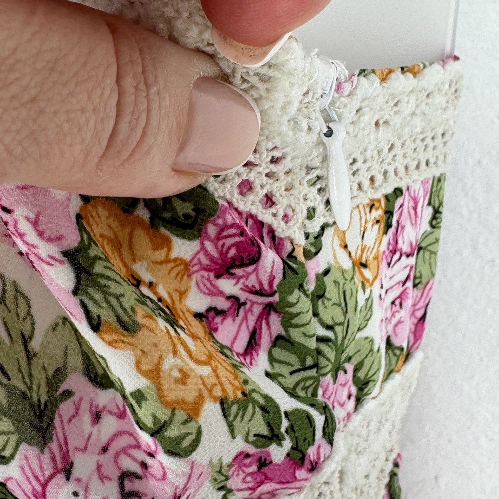 Princess Polly Floral Lace Trim Maxi Dress Milkmaid Smocked Back Size 6 Tie Boho - Picture 7 of 9